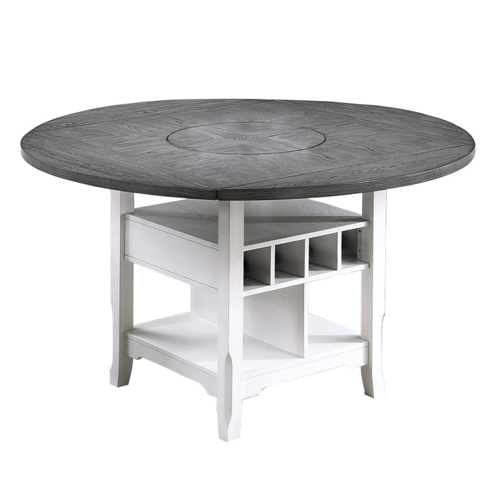 Counter Height Dining Table With Built In Lazy Susan And Storage Shelves Home Essentials