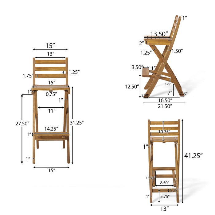 Outdoor Acacia Wood Folding Patio Barstool