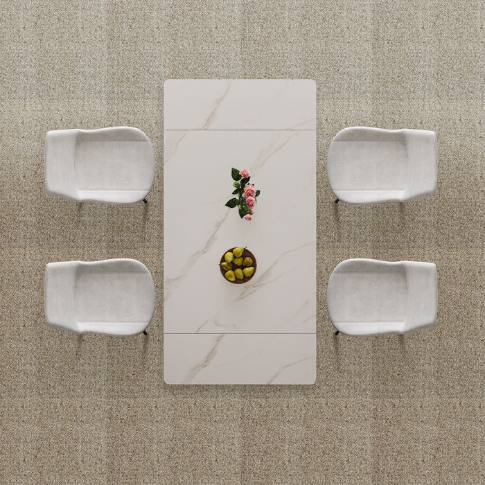 Retractable Sintered Stone Dining Table Set With Chairs