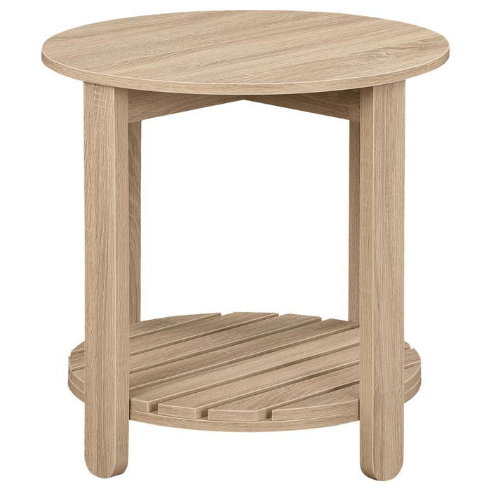 Fowler - 1 Shelf Round Engineered Wood Table