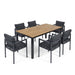 7 Piece Outdoor Dining Set With Table And 6 Chairs - Black / Gray / Teak Noble House