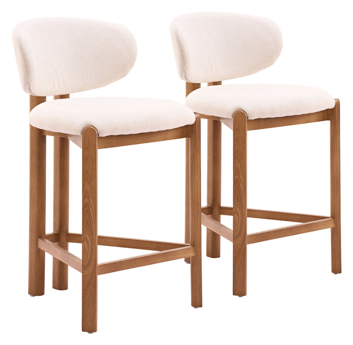 Rosetta - Counter Stool (Set of 2) - Beige / Walnut Zuo Modern