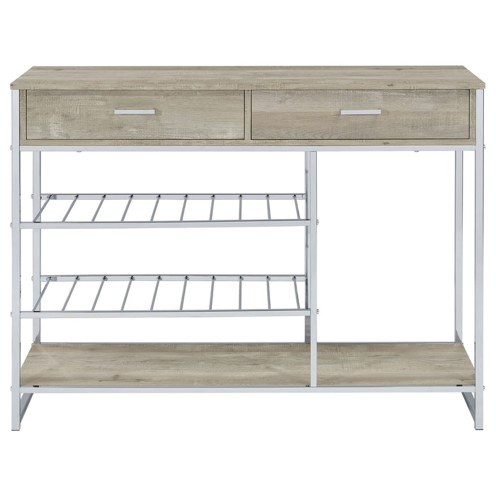 Ethel - 2 Drawer Home Bar Storage With Wine Rack - Oak Furniture Max