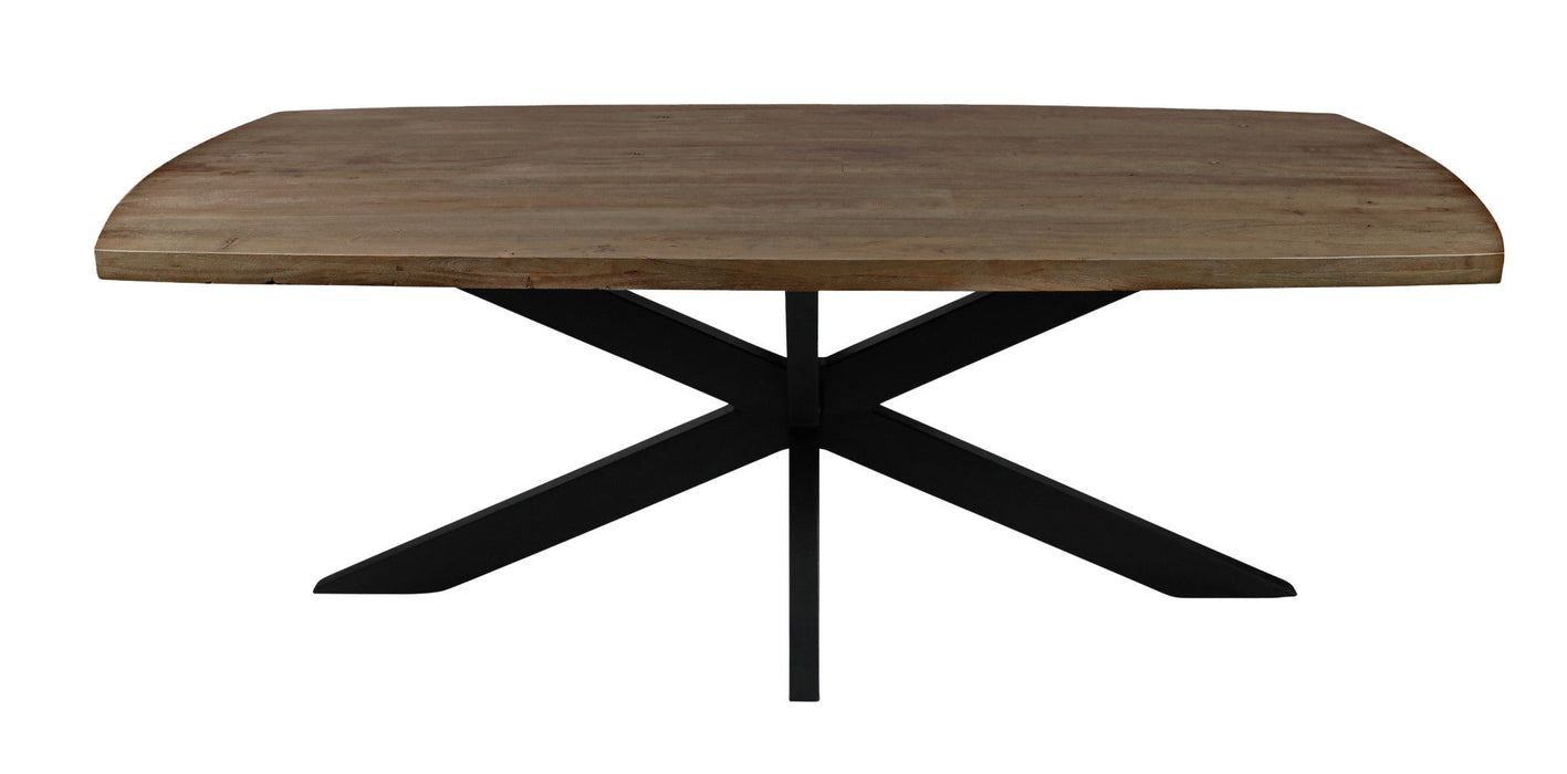 Solid Wood And Iron Dining Table - Gray Beige / Black