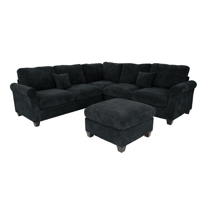 Modern Sectional Set With Corner Wedge, Loveseat, Ottoman & 2 Pillows Home Essentials