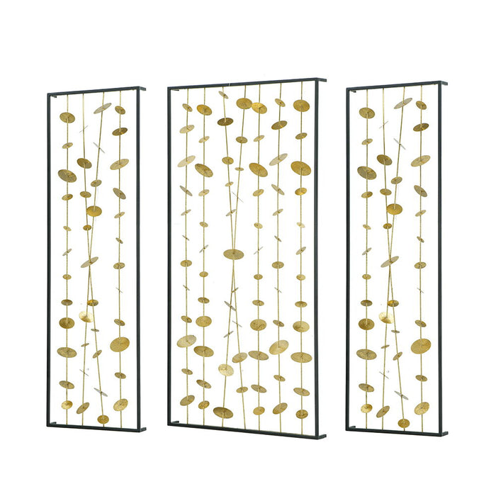 Metal Decorative Wall Art With Frame, Wall Decor For Living Room Bedrrom Entryway Office (Set of 3) - Gold