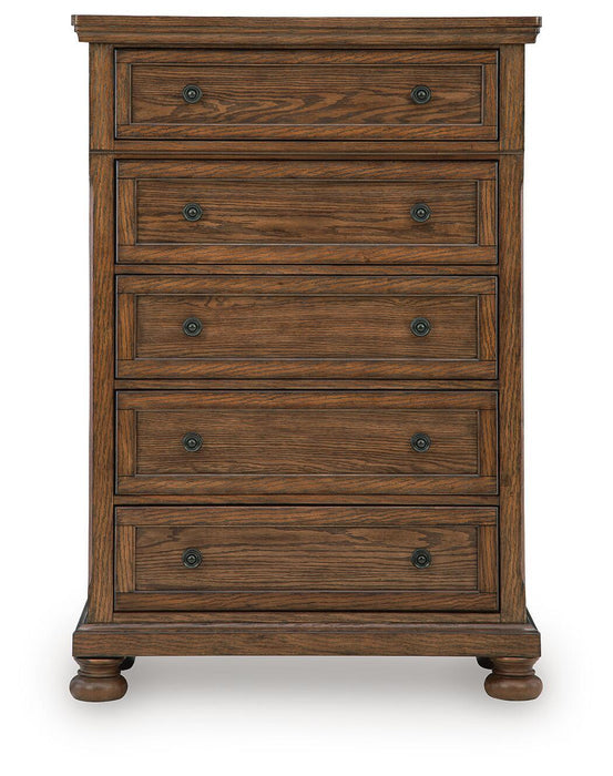 Zackaryn - Five Drawer Chest - Warm Brown Signature Design by Ashley®