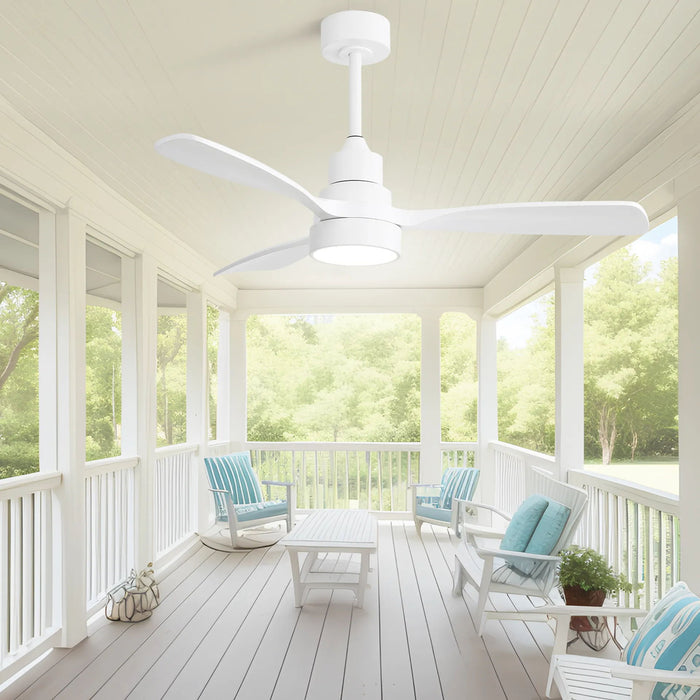 48" Ceiling Fan With Dimmable 3Cct LED Light, DC Motor, Reversible - White Daily Nest
