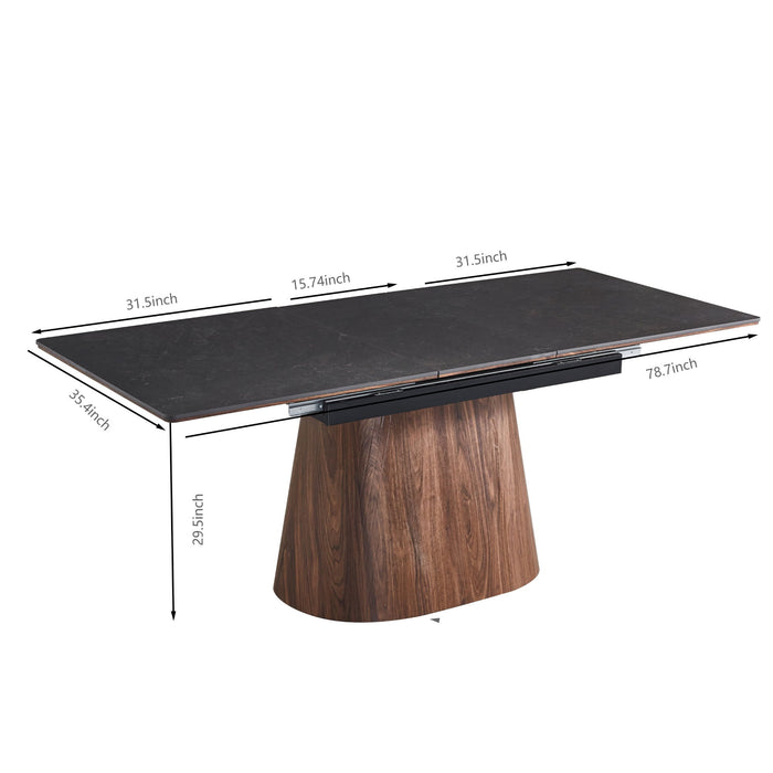 Extendable Dining Table With Cone Base And 6 Dining Chairs - Brown / Black Home Essentials