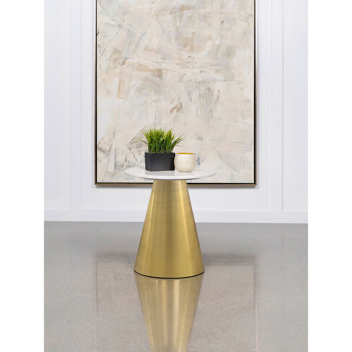 Landry - Round End Table - White Marble