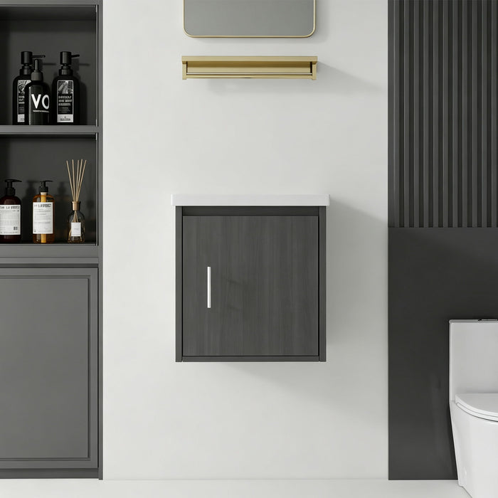 Floating Bathroom Vanity Combo, Wall Mounted Cabinet With Sink & Soft Close Doors For Small Bathrooms Home Essentials