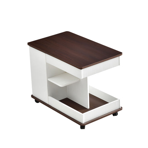 Adjustable End Table With Wheels, 360°Rotating Top And Storage Space Hearth and Haven