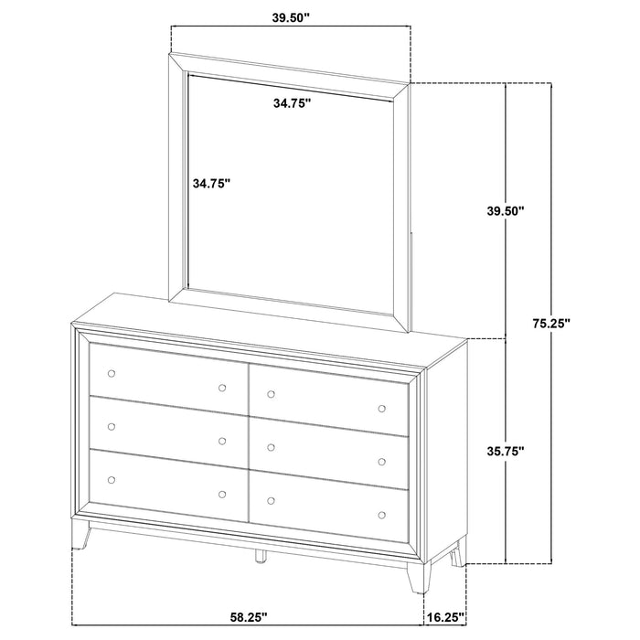 Anza - 6 Drawer Dresser With Mirro - Walnut Furniture Max
