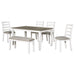 6 Piece Dining Set With 4 Upholstered Chairs & Bench - Brown / Whitewash Hearth and Haven