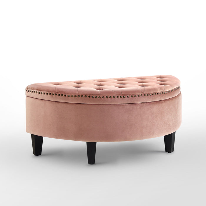 Velvet Tufted Half Circle Storage - Blush / Black