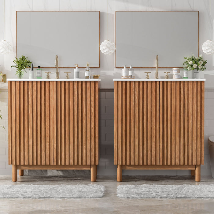 Traditional Bathroom Vanity With Ceramic Sink Hearth and Haven