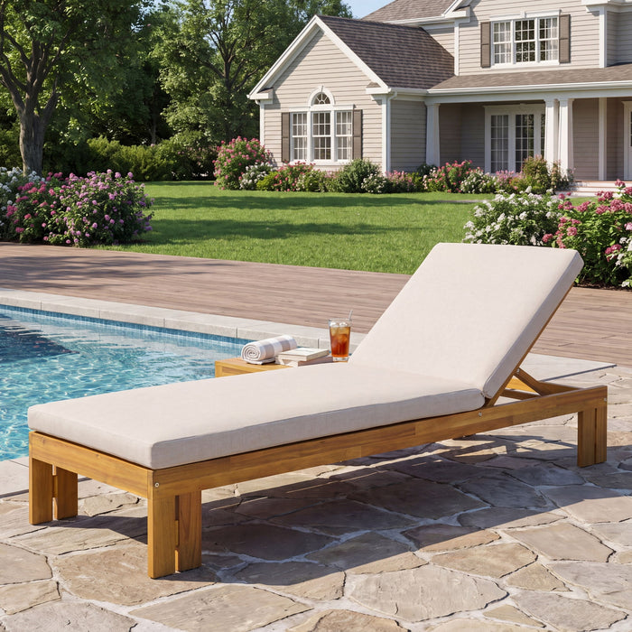 Outdoor Chaise Lounge With 5 Position Adjustable Backrest Noble House