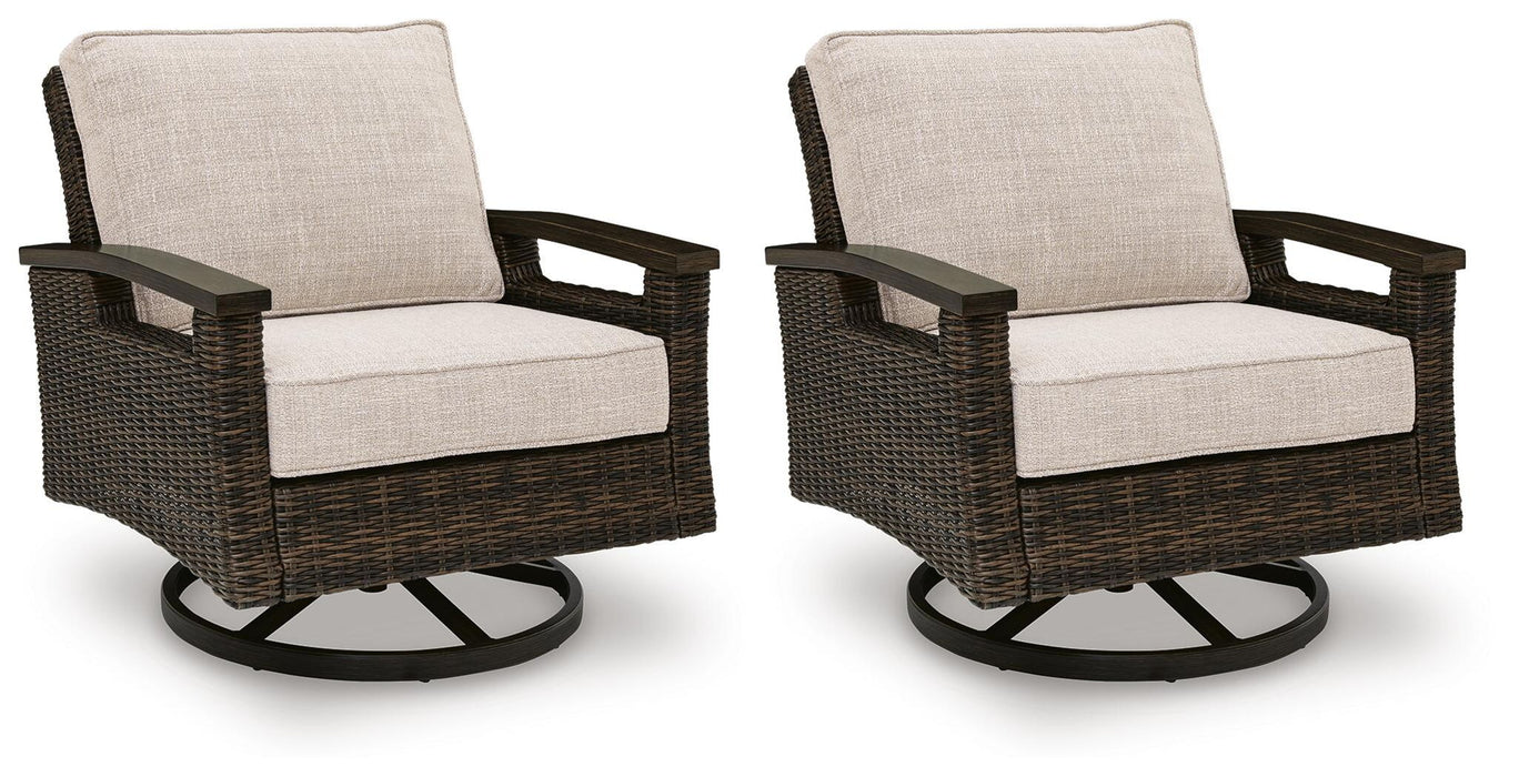 Monterey Point - Swivel Lounge Chair (Set of 2) - Dark Brown Signature Design by Ashley®