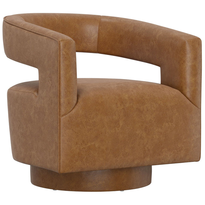 Swivel Accent Chair With Geometric Backrest Emerald Home