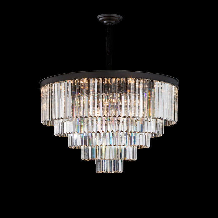 Michael Amini Lighting - Allure 21-Light Round Crystal Chandelier - Matte Black / Pearl Silver Michael Amini