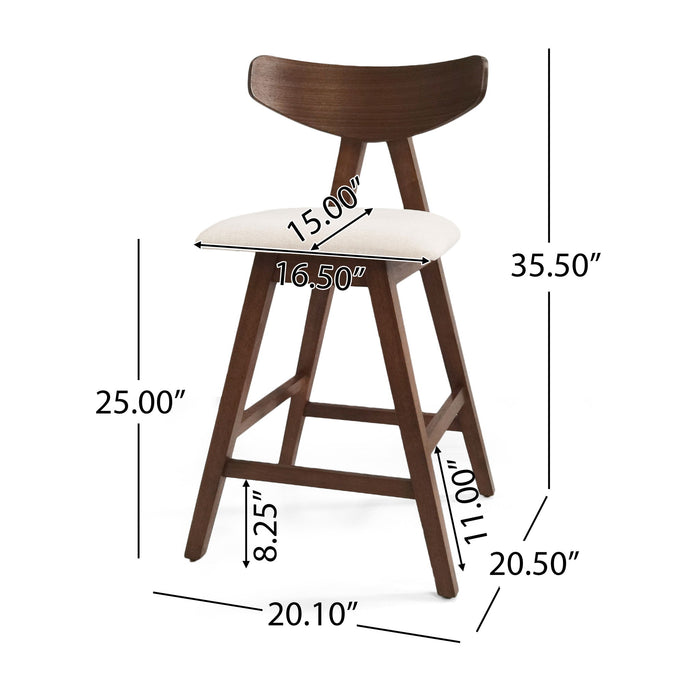 Mid Century Modern Counter Stool With V Shape Frame And Upholstered Seating Noble House