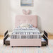 Upholstered Bed With Oversized Rabbit Ear Headboard, LED Lights & 4 Storage Drawers Home Essentials