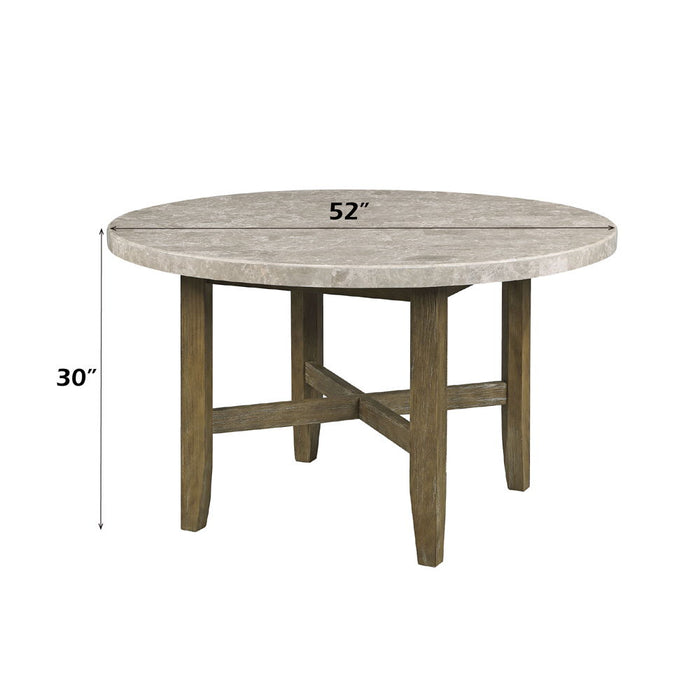 Karsen - Dining Table With Marble Top - Natural Marble Top & Rustic Oak ACME