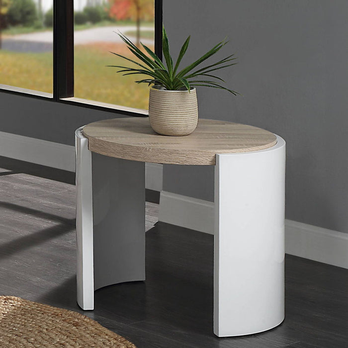 Zoma - End Table - Oak & White High