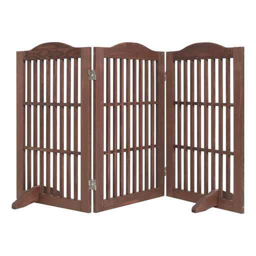 Freestanding Foldable Pet Gate For Dogs - Brown Home Essentials