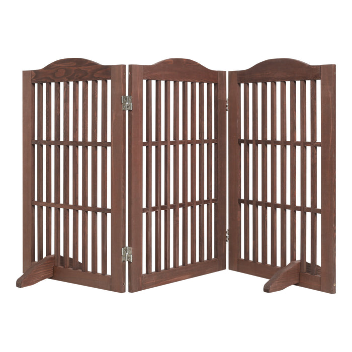 Freestanding Foldable Pet Gate For Dogs - Brown Home Essentials