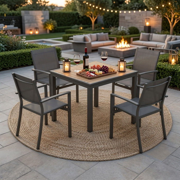 5 Piece Patio Dining Set, Table And Chairs For Outdoor Use - Gray Home Essentials
