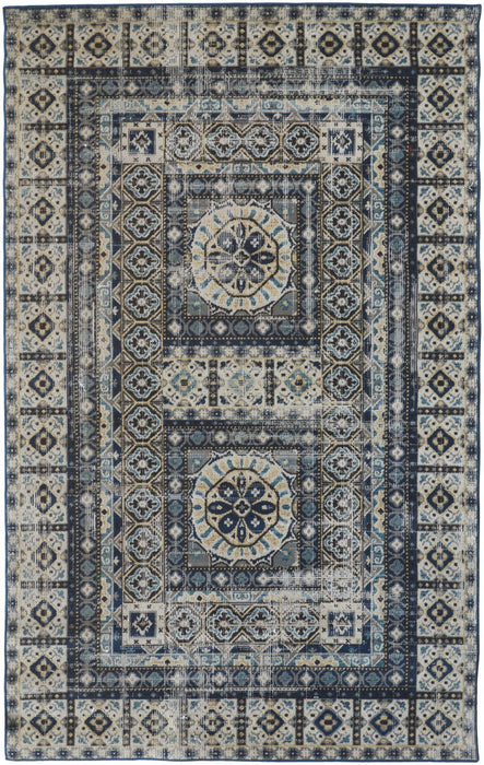Abstract Power Loom Distressed Area Rug - Blue - 13' X 15'