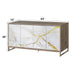 Paavan - Console Cabinet - White Marble Print Oak & Champagne ACME