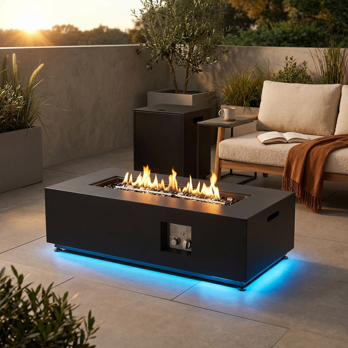 Rectangular Metal LED Firetable Sterling Outdoor Living