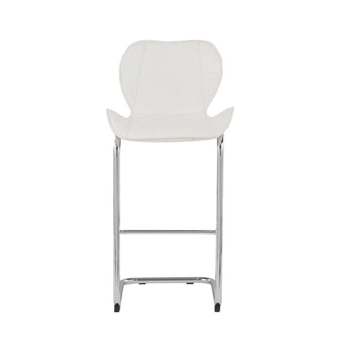 Metal Low Back Bar Height Bar Chairs (Set of 4) - White / Silver