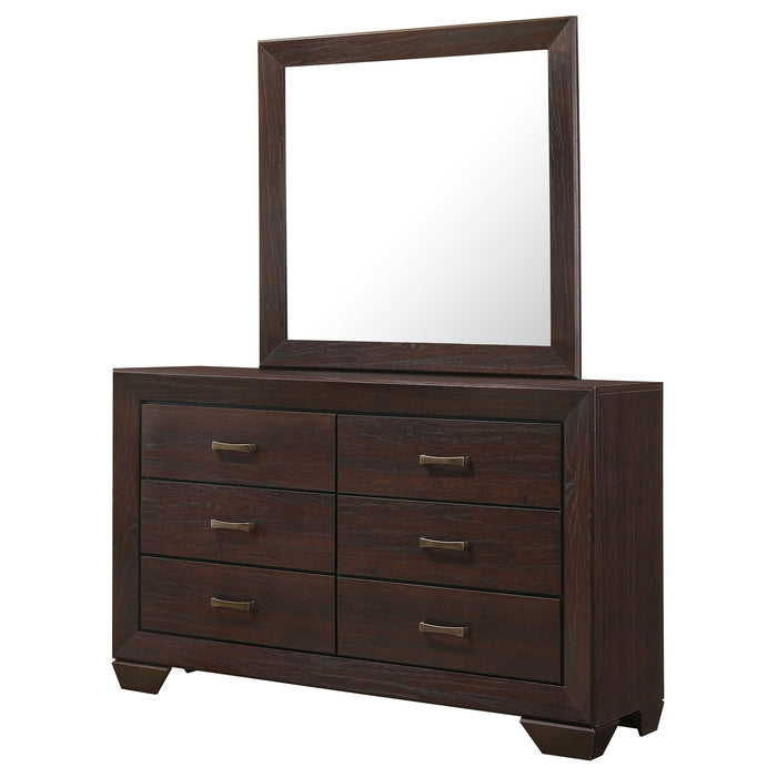 Holmgren - 6 Drawer Dresser With Mirror - Dark Coffee Furniture Max