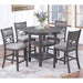 5 Piece Counter Height Dining Set With Storage Shelves Round Table And Upholstered High Chairs - Gray Home Essentials