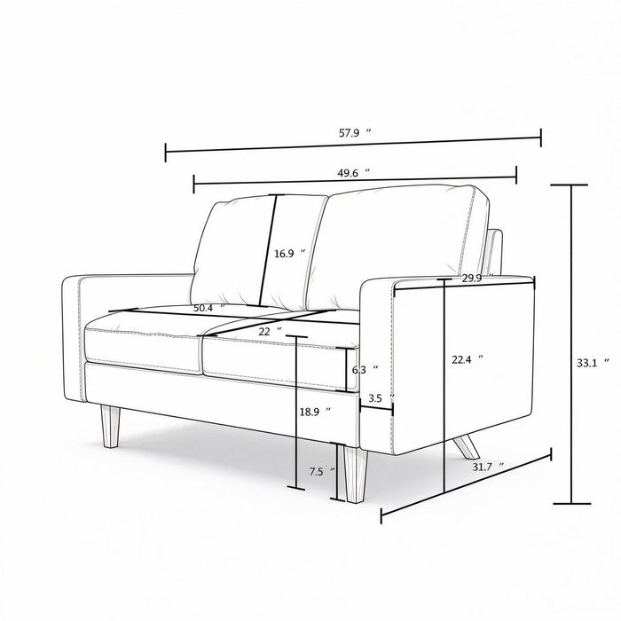 Loveseat Sofa, 2 Seat Couch With Removable Cushion For Living Room US Pride