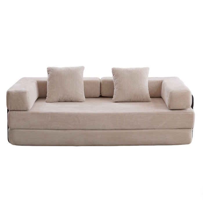 Floor Couch, Convertible Floor Sofa Bed With Pillow Back Support Armrest