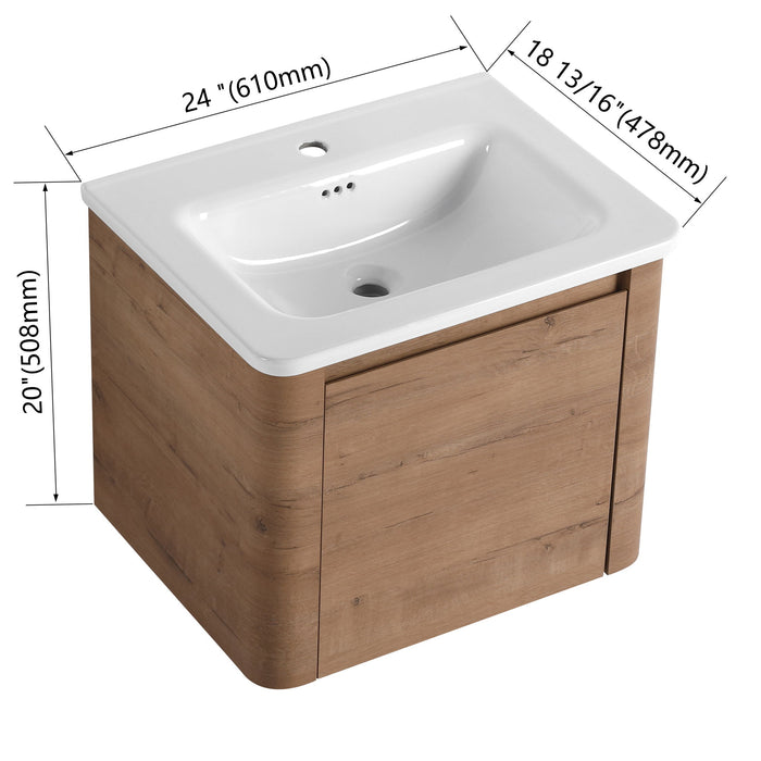 Wall Mounted Bathroom Vanity With Sink & 1 Soft Close Door Home Essentials