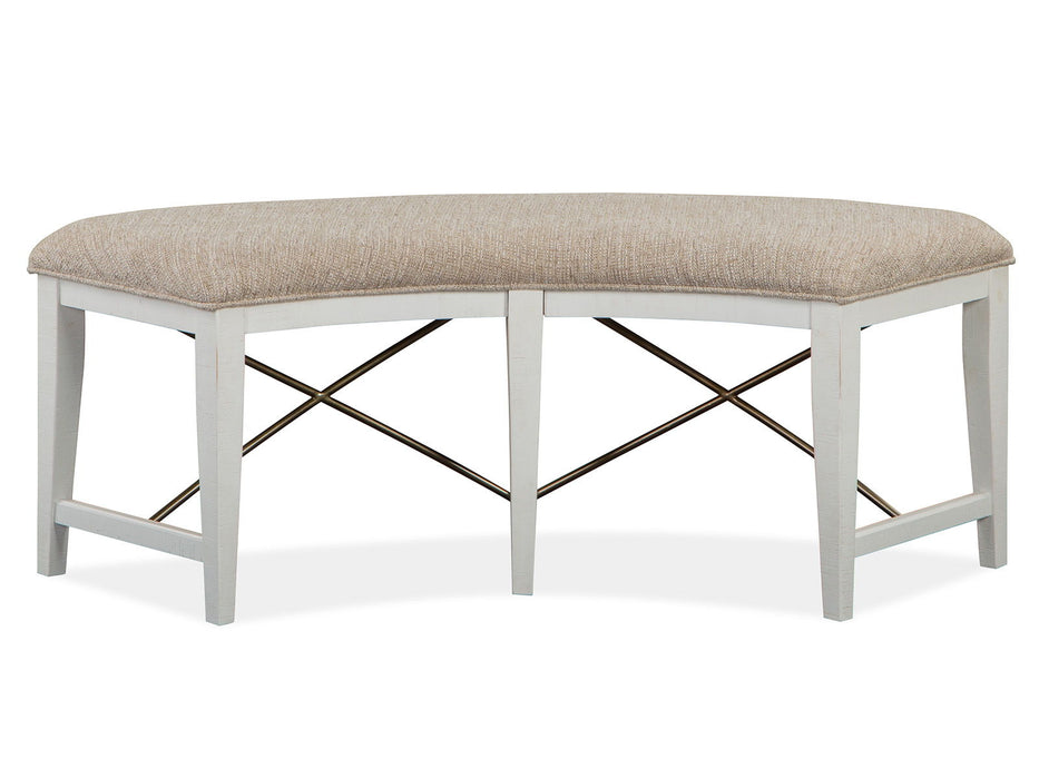 Heron Cove - Curved Bench With Upholstered Seat - Chalk White Magnussen Furniture