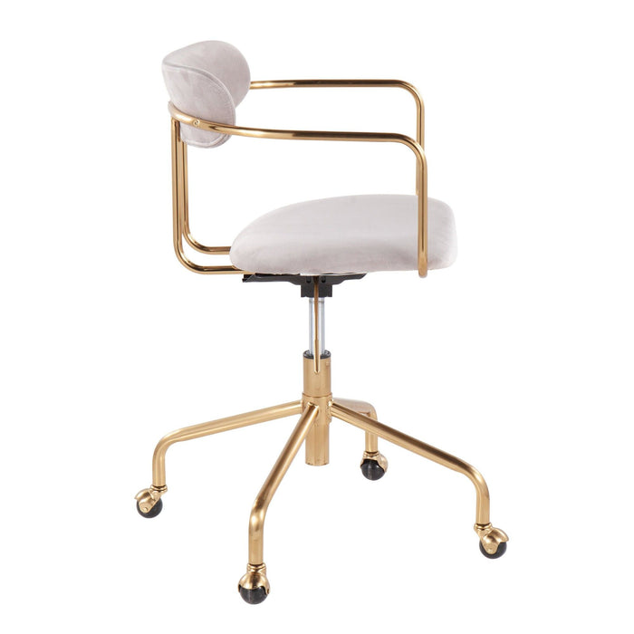 Demi Contemporary Office Chair In Gold Metal And Silver Velvet By Lumisource
