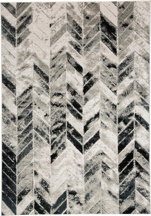 Geometric Area Rug - Black Gray And Silver - 12' X 18'