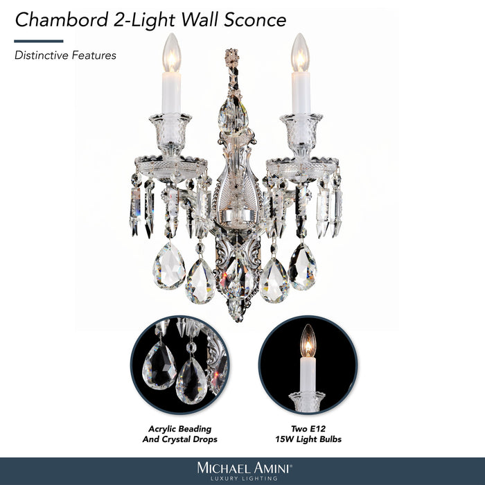Michael Amini Lighting - Chambord Crystal Wall Sconce - Clear Michael Amini