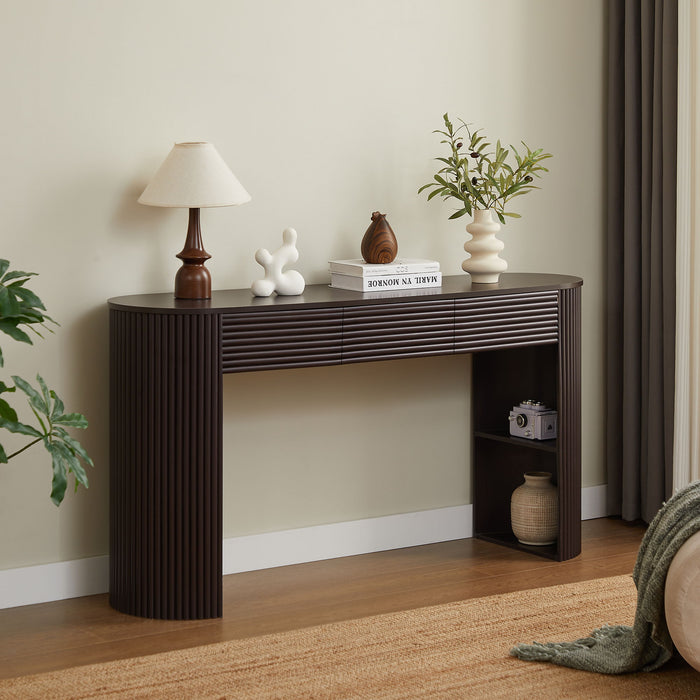 Retro Console Table With Storage, 3 Drawers Noble House