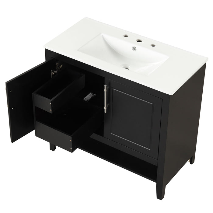 36" Bathroom Vanity With Sink, Frame Cabinet With Doors And Drawers - Black Hearth and Haven
