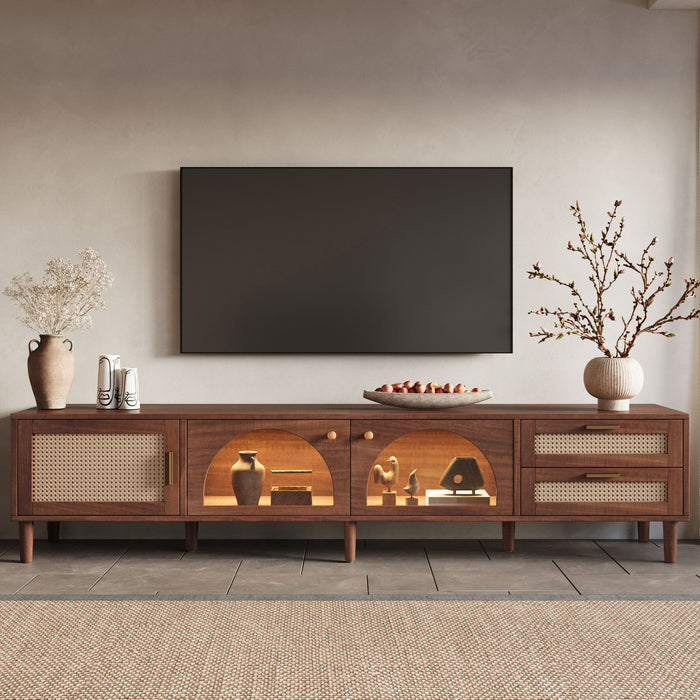 TV Stand For TVs Up To 90", Media Console With App Controlled LED Lights, 2 Drawers & Door Storage - Dark Brown Hearth and Haven