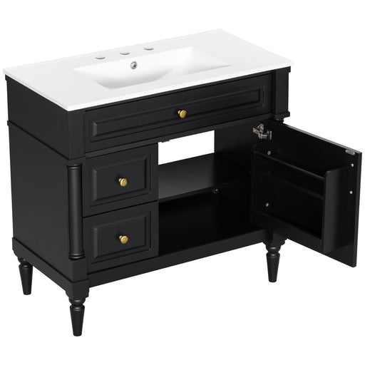 Freestanding Bathroom Vanity With Sink, Adjustable Shelf, Flip Drawer Hearth and Haven