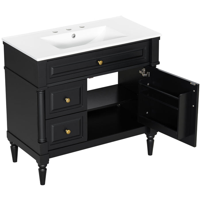 Freestanding Bathroom Vanity With Sink, Adjustable Shelf, Flip Drawer Hearth and Haven