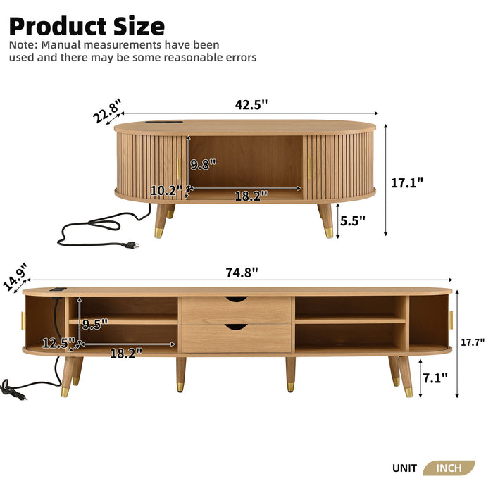 TV Stand & Coffee Table Set With Charging Station Hearth and Haven